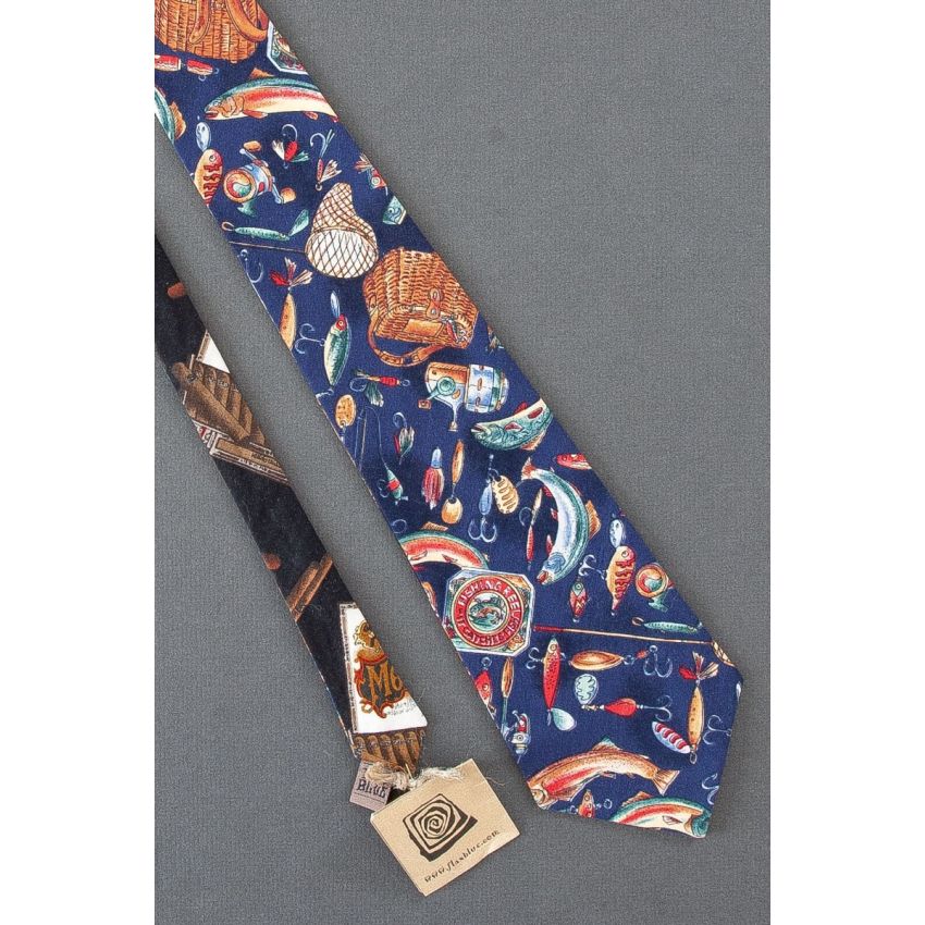 Cigar & Fishing - Brand New Reversible Necktie