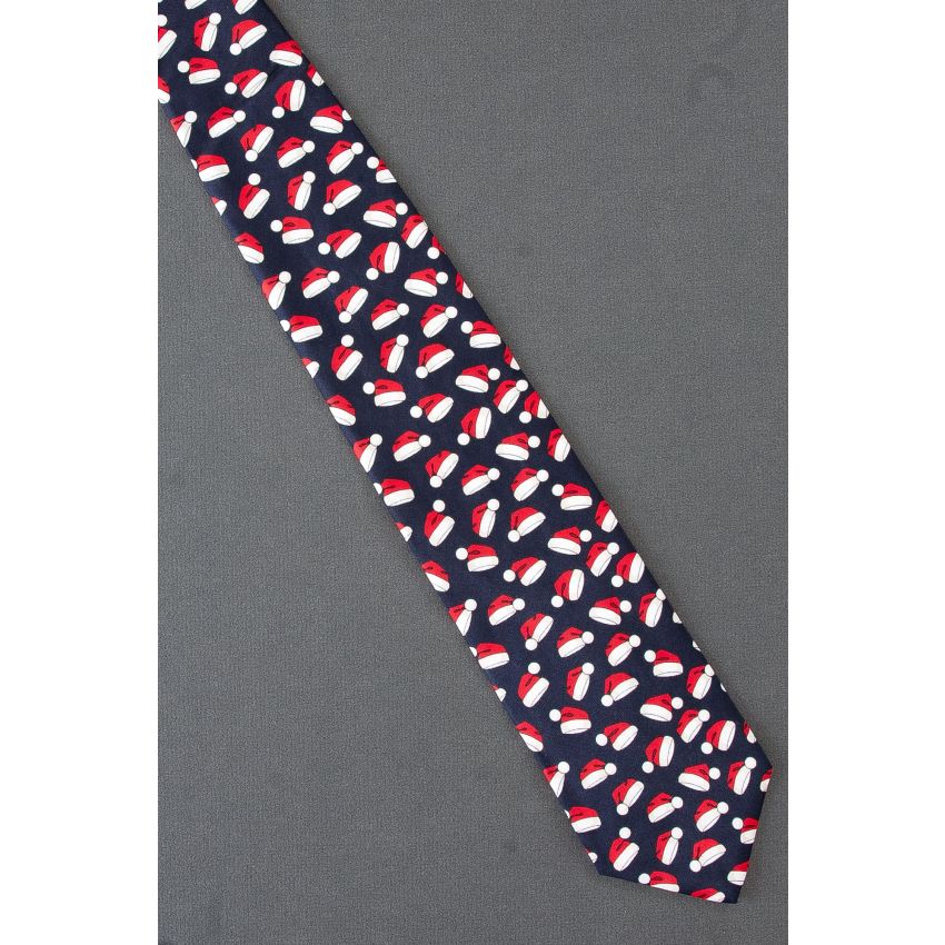 Hats Off To Christmas! - Navy Silk Alynn Neckwear
