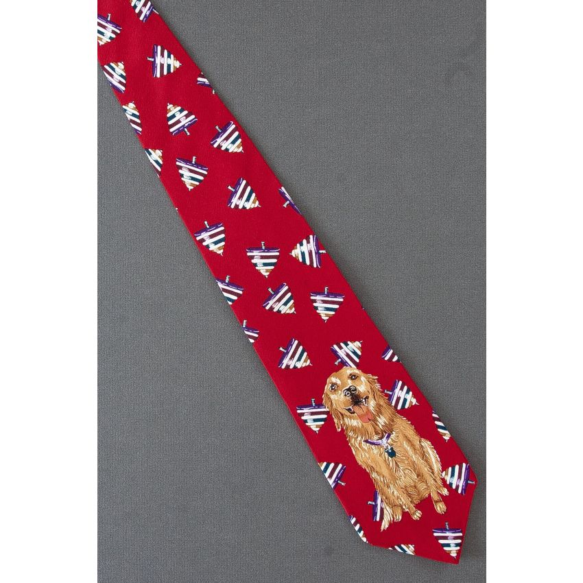 Golden Retriever & Tops - Red Silk HSUS Necktie