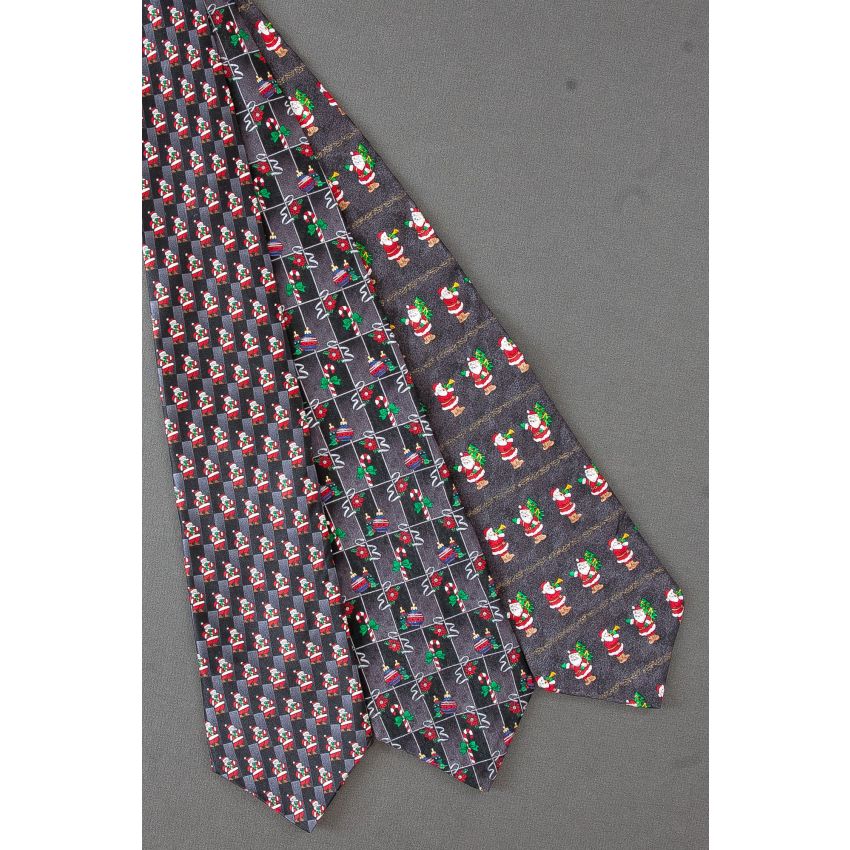 3 For $25 - Santa Claus & More - Gray Silk Ties