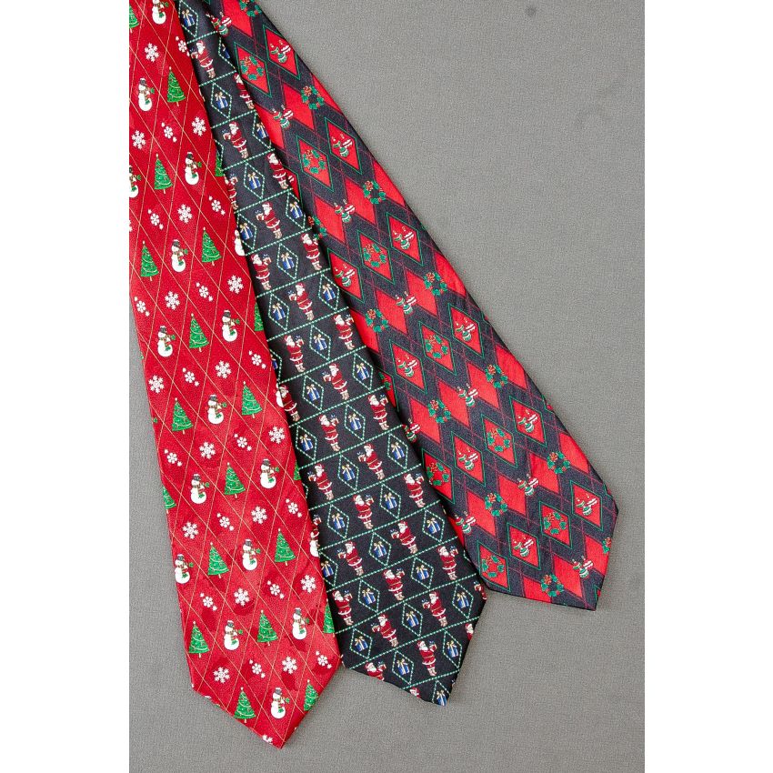 3 For $25 - Christmas In Diamond Patterned Ties