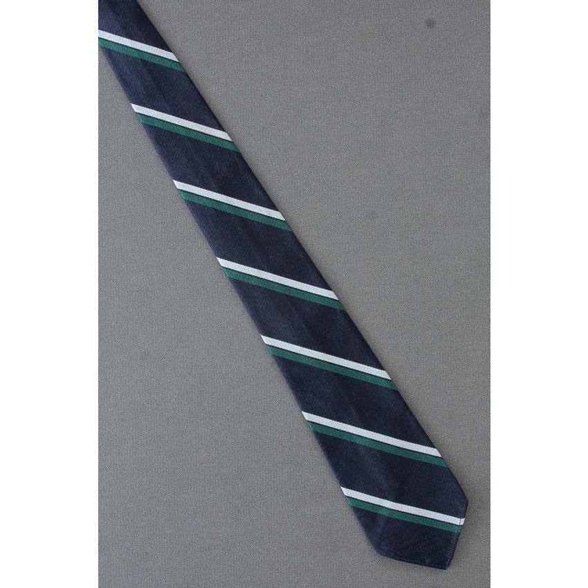 Navy, Green & Gray Stripe - 80's Skinny Tie