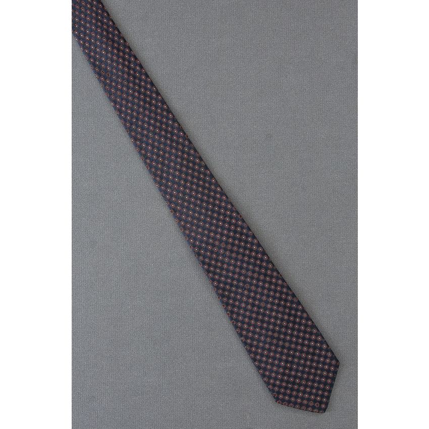 Gray & Orange Polka Dot on 50's Skinny Black Tie