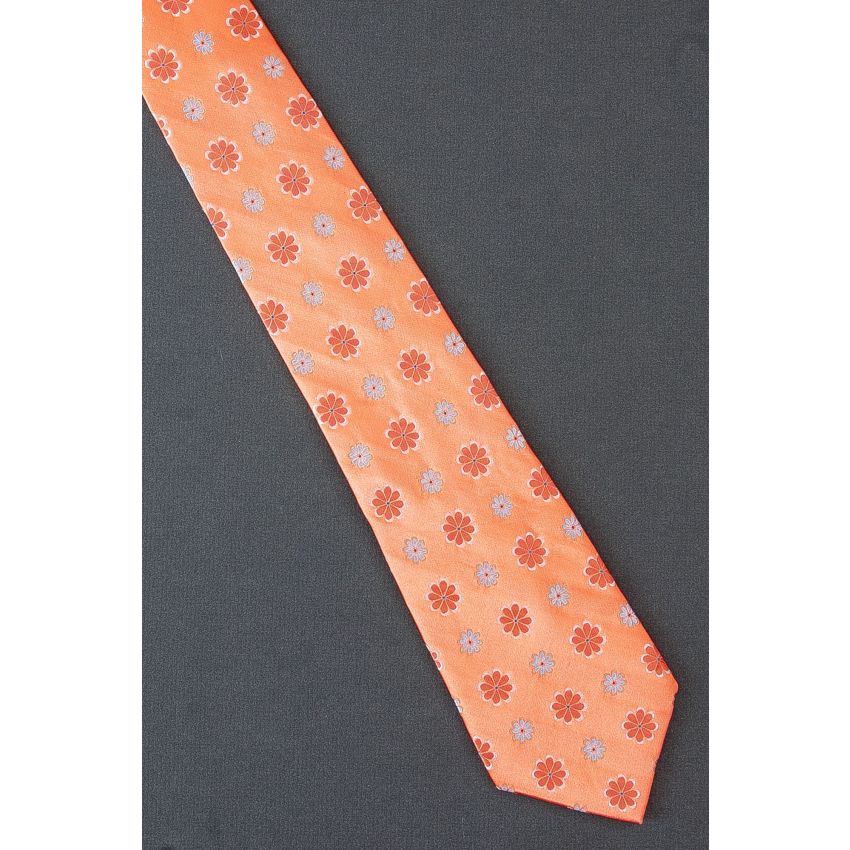Orange & Blue Flowers - Silk Stafford Necktie