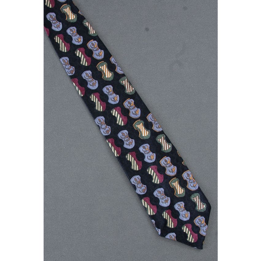 Two Types of Shields - Black Silk XMI Necktie
