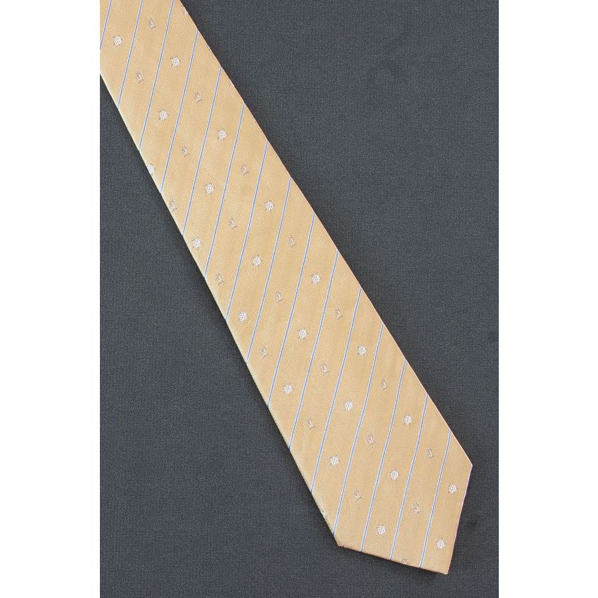 Sea Turtle & Palm Trees - Yellow Silk Striped Tie
