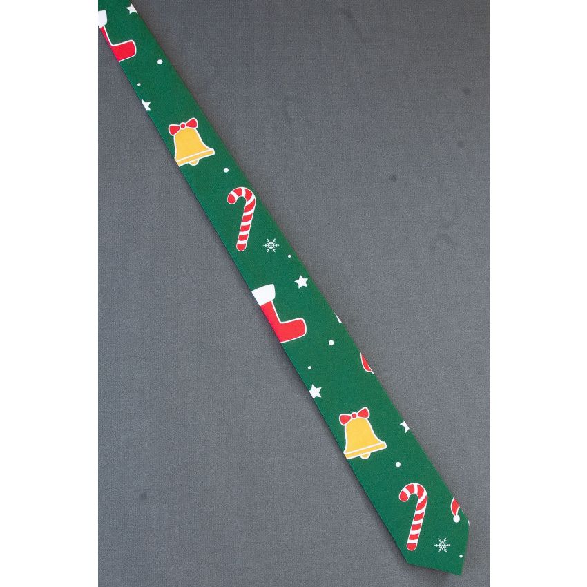 Stocking, Candy Cane & Bell - Skinny Christmas Tie