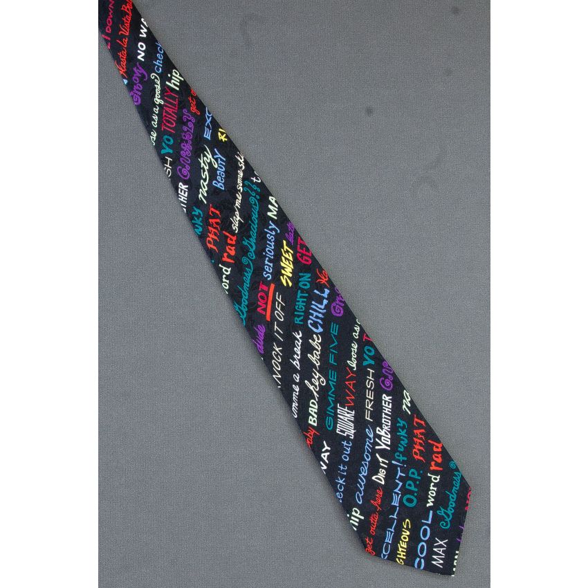 Slang Expressions - Black Silk Nicole Miller Necktie