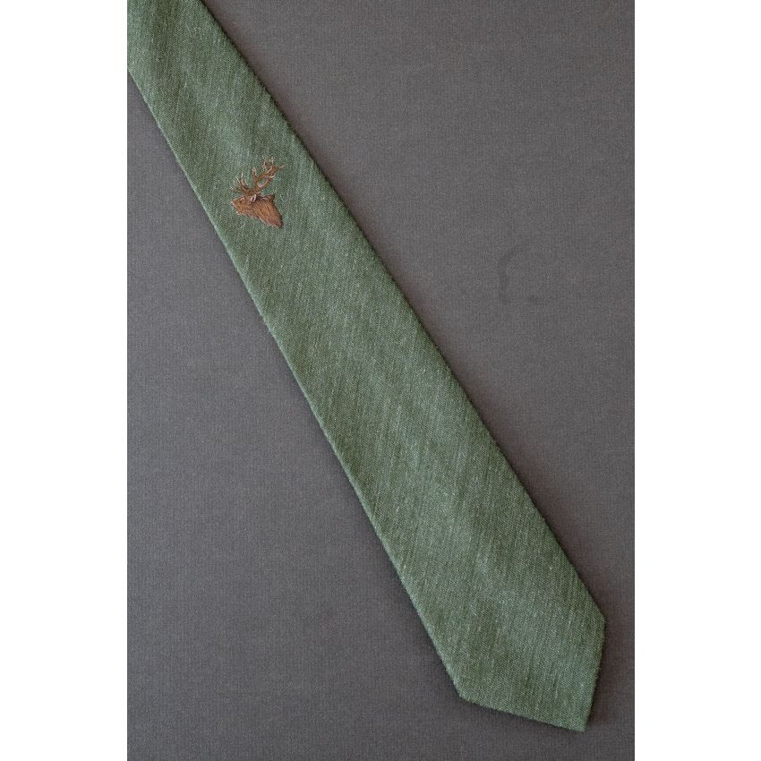 Portrait Of An Elk - Men's Green Deer Necktie