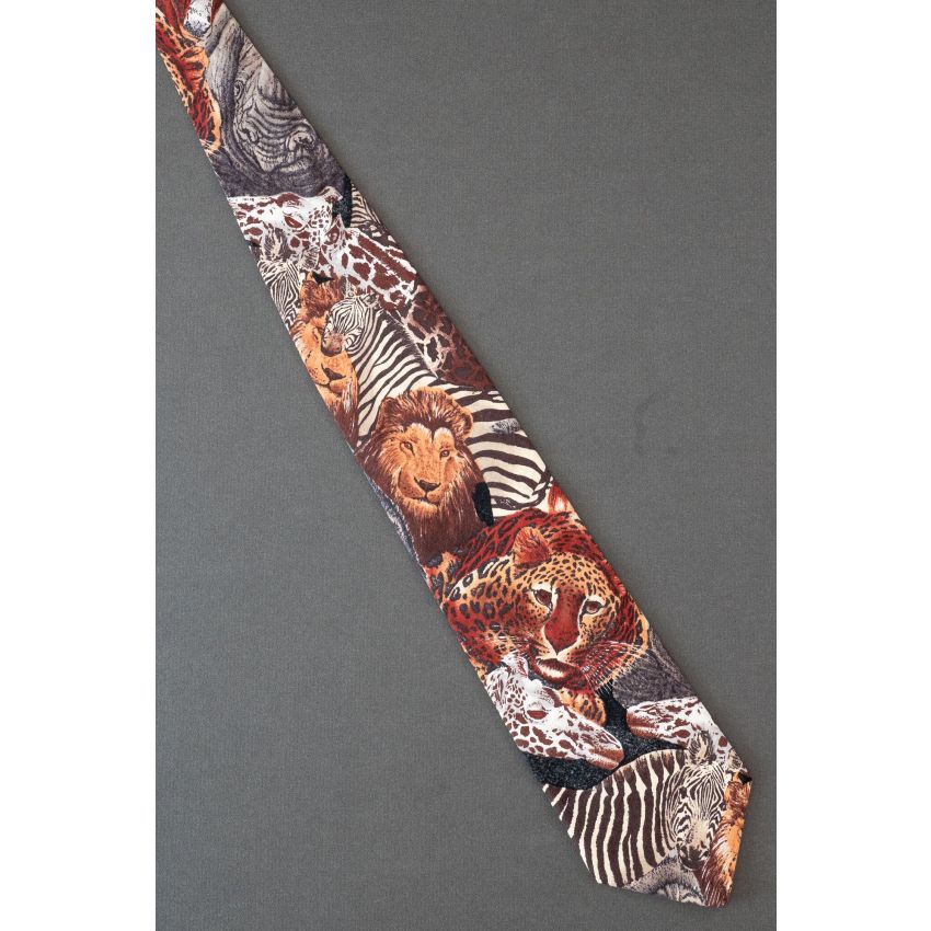 Collage of African Serengeti Animals Necktie