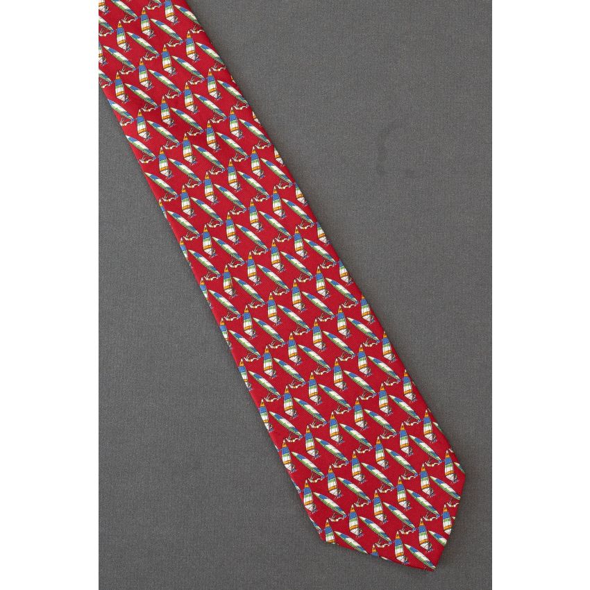 Person Parasailing - Red Silk Ralph Lauren Necktie