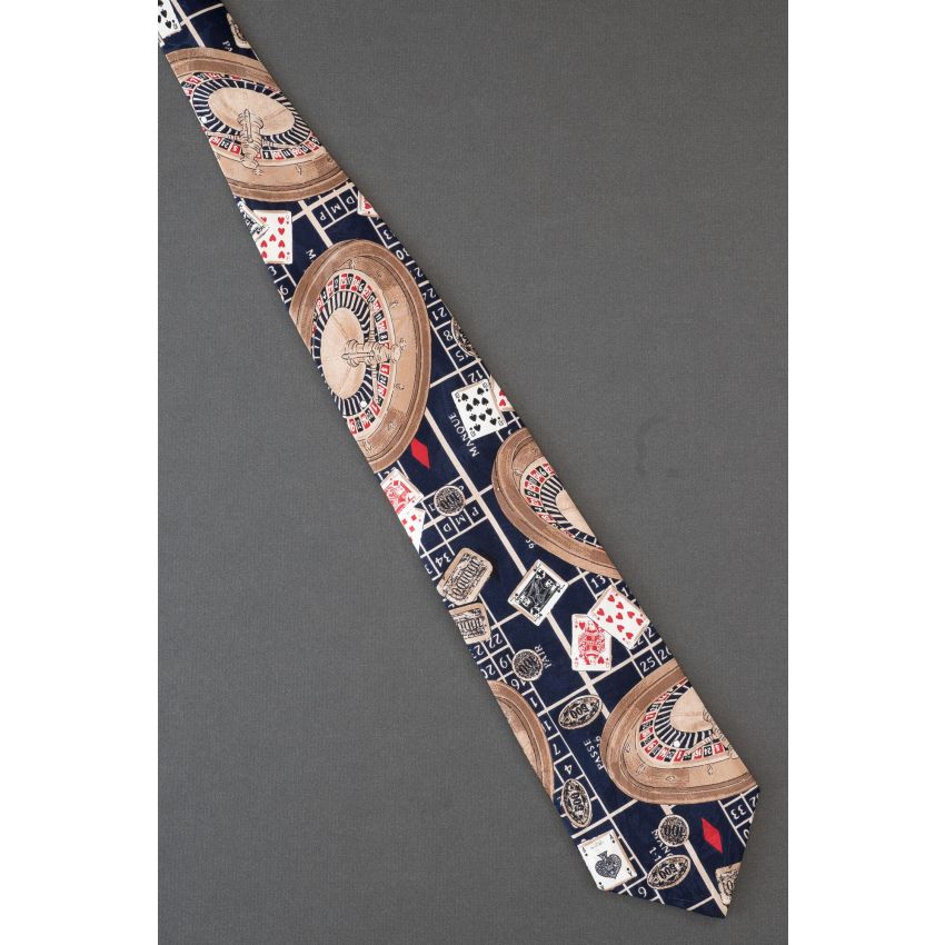 Poker Cards & Roulette Table - Casino Necktie