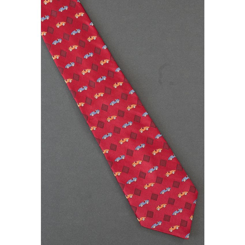 Blue & Orange Cars - Red Silk Automotive Tie