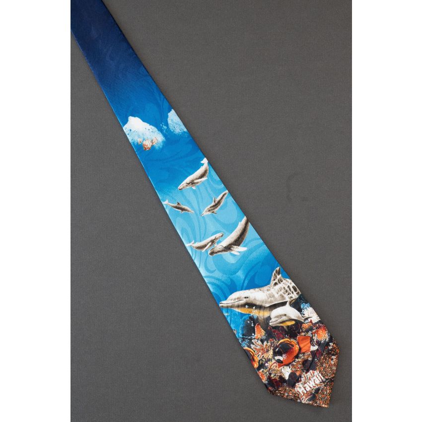 Whales, Dolphins & Fish of Hawaii - Blue Necktie
