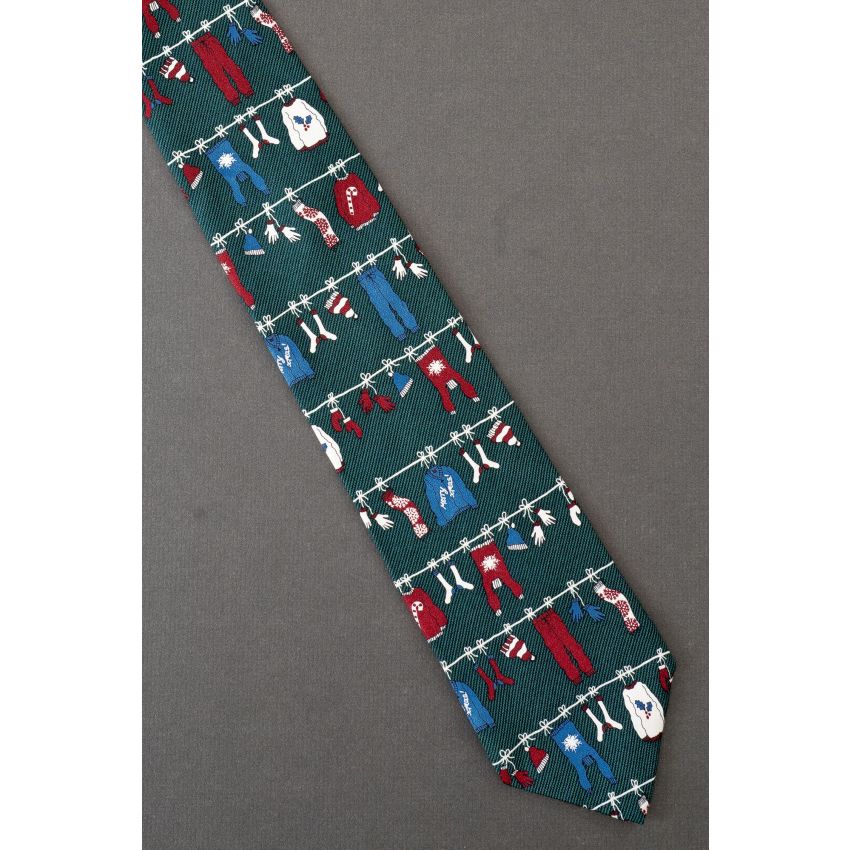 Christmas Clothes Hangs on Line to Dry Necktie