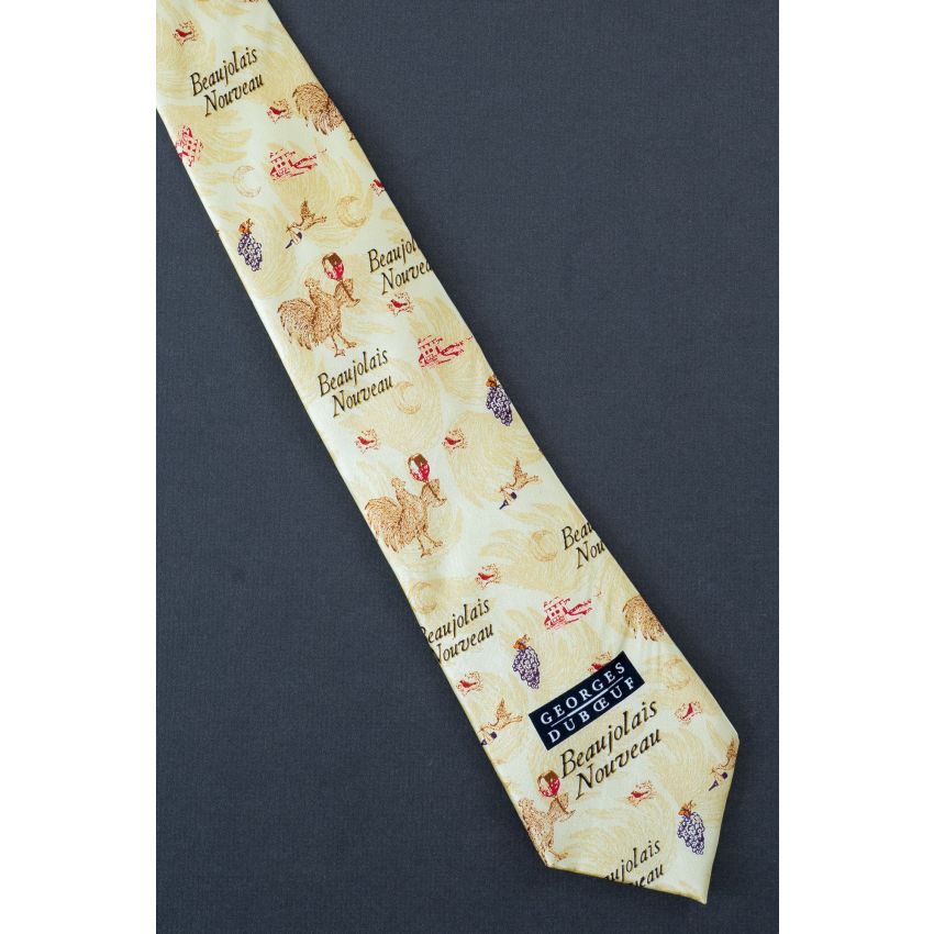 Rooster Holds Glass of Beaujolais Wine Necktie