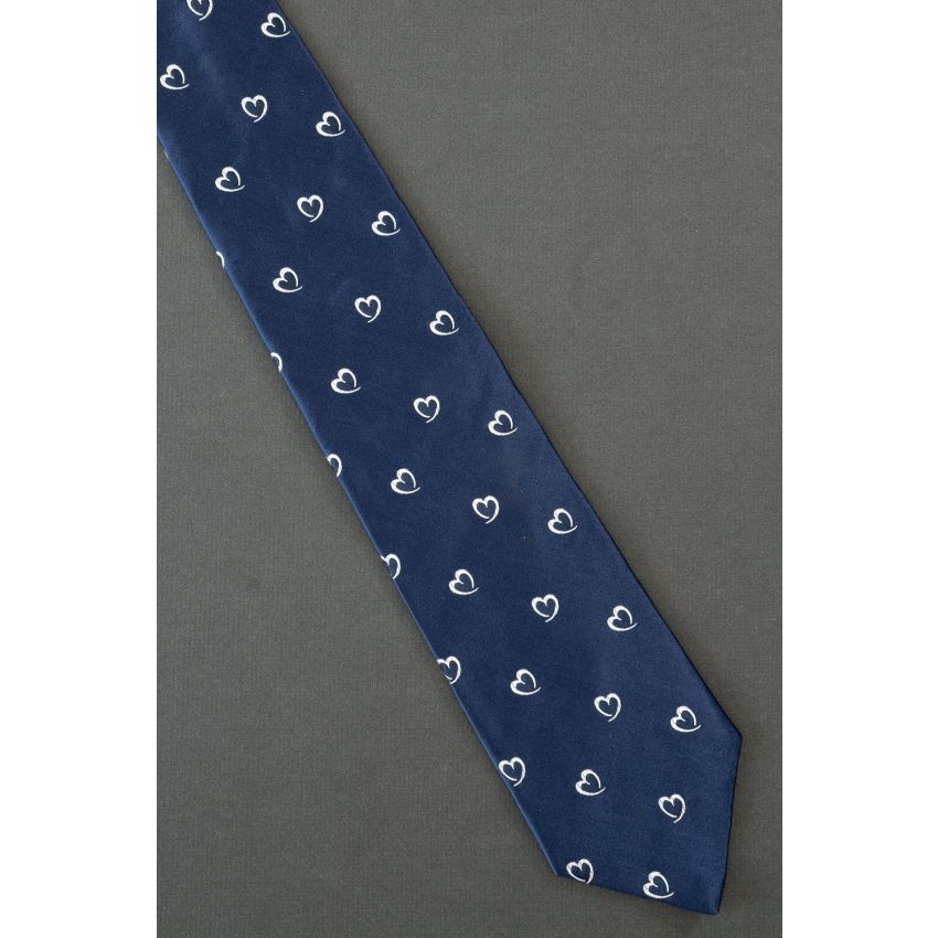 Blue For You Hearts on Navy Silk Necktie