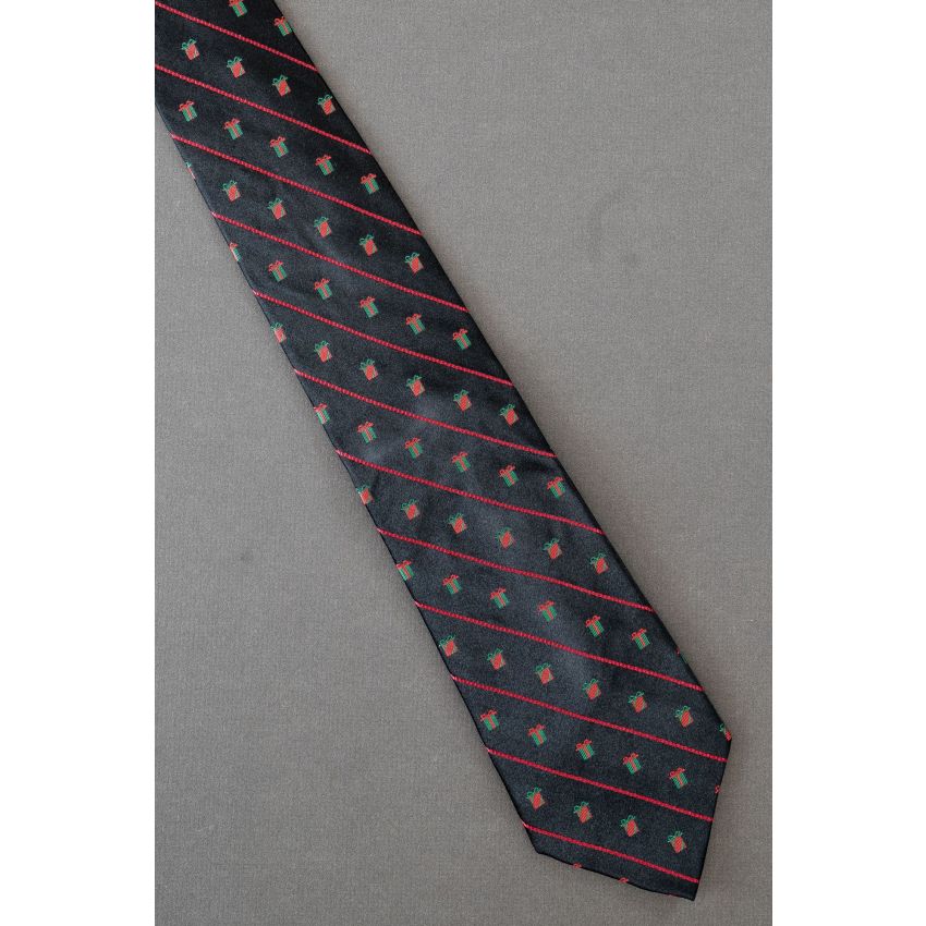 Red & Green Presents - Striped Christmas Tie