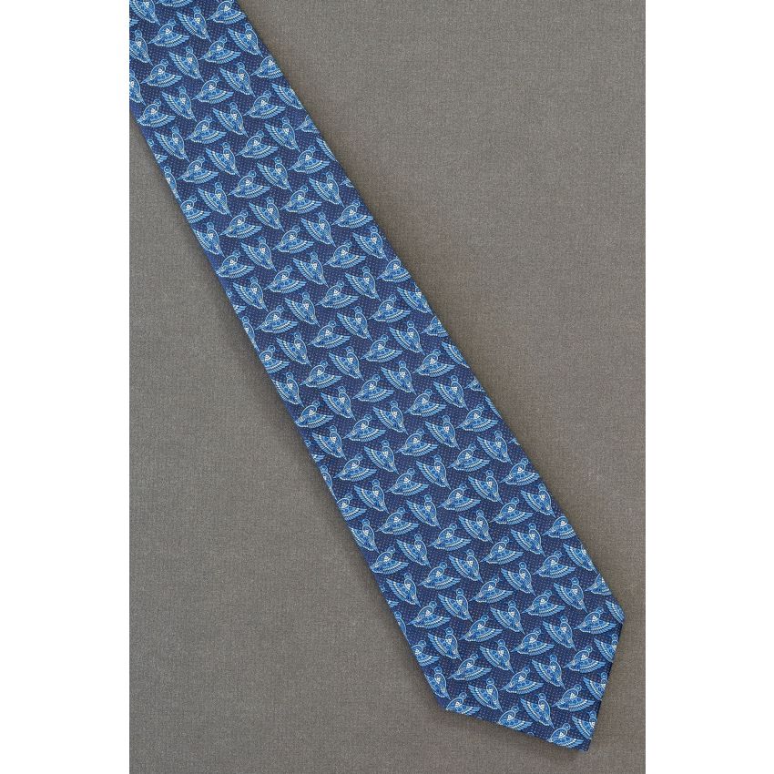 Birds in Flight - Navy Silk Christian Dior Necktie