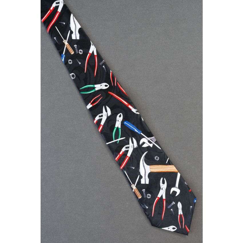 Handyman Tools - Black Hardware Store Necktie