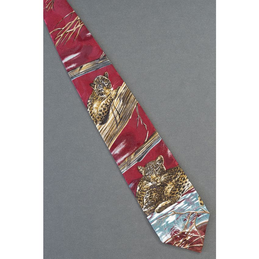 Lounging Leopard Cats -Animal Tracks Necktie