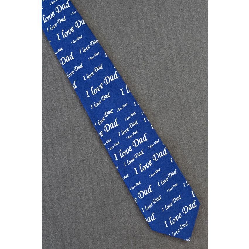 I Love Dad Repeat - Blue Fathers Day Holiday Tie