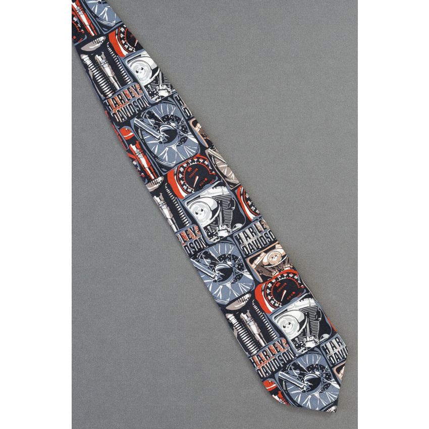 Harley-Davidson Sketched Collage - Silk Necktie