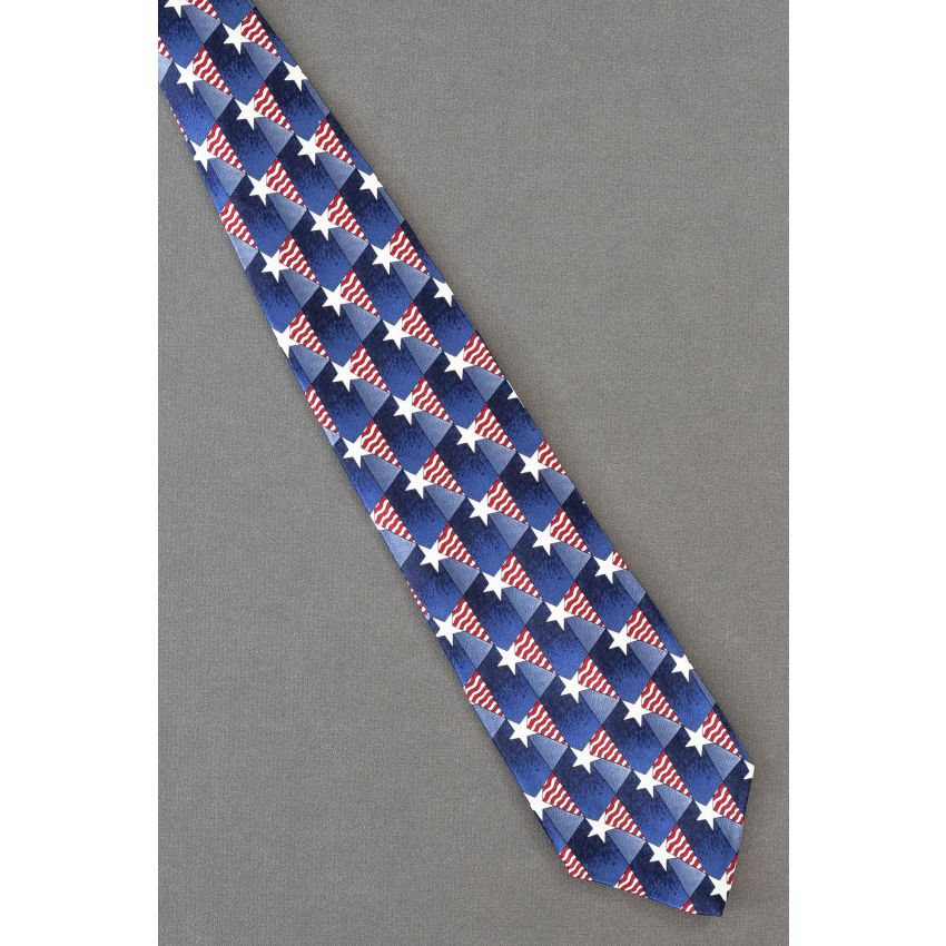 Star & Wavy Stripes - Patriotic Silk Necktie