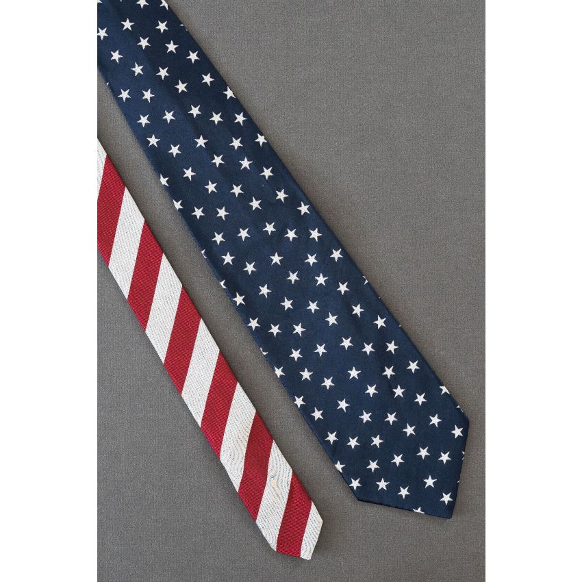Patriotic Stars - Men's Navy Blue Silk Necktie