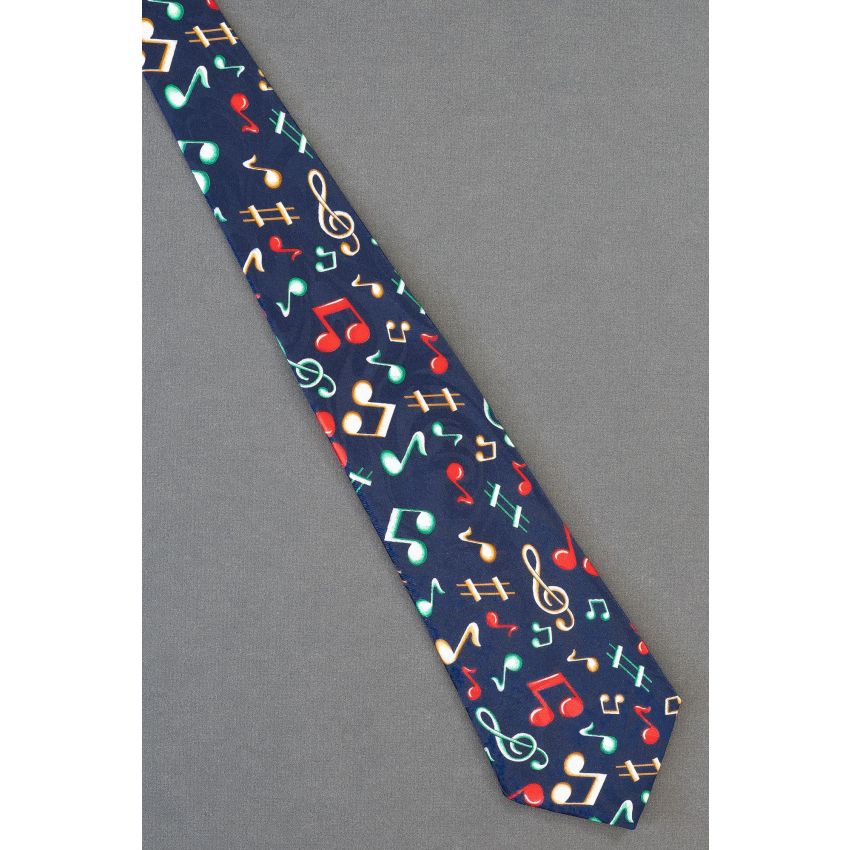 Music Notes, Treble Clef & Sharp Sign - Necktie
