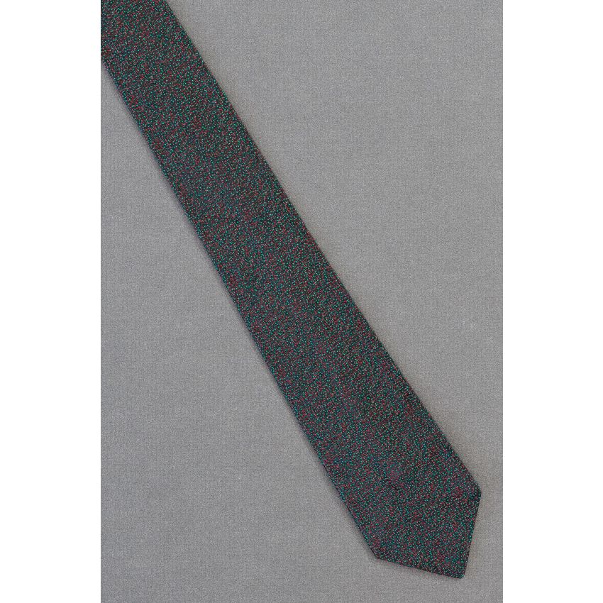 Red & Green Flecks on 1950's Skinny Black Tie