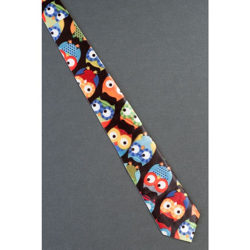 Parliament of Wise Owls - Skinny Black Necktie