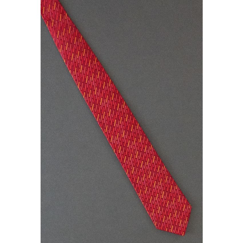 Segmented Striped - Silk Thomas Pink Necktie