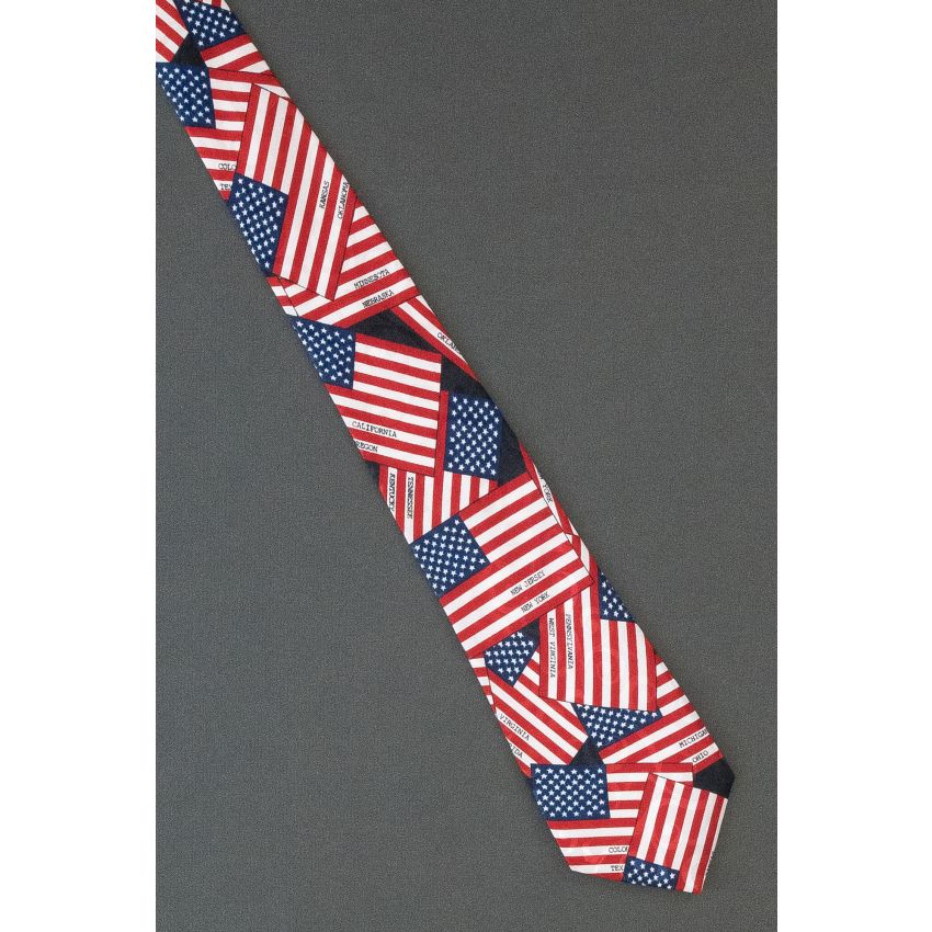 States Listed on American US Flags Necktie