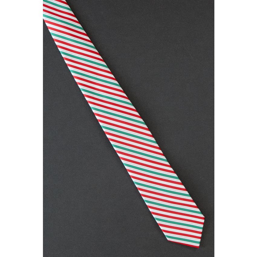 Christmas Color Striped - White Hallmark Necktie