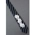 White Roses & Drop Pearls - Black Stripe Tie